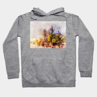 Notre-Dame de Paris Watercolor - 05c Hoodie